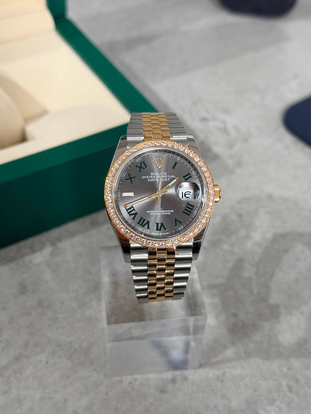 Rolex Datejust 36 “Wimbledon” — Factory Diamond Bezel