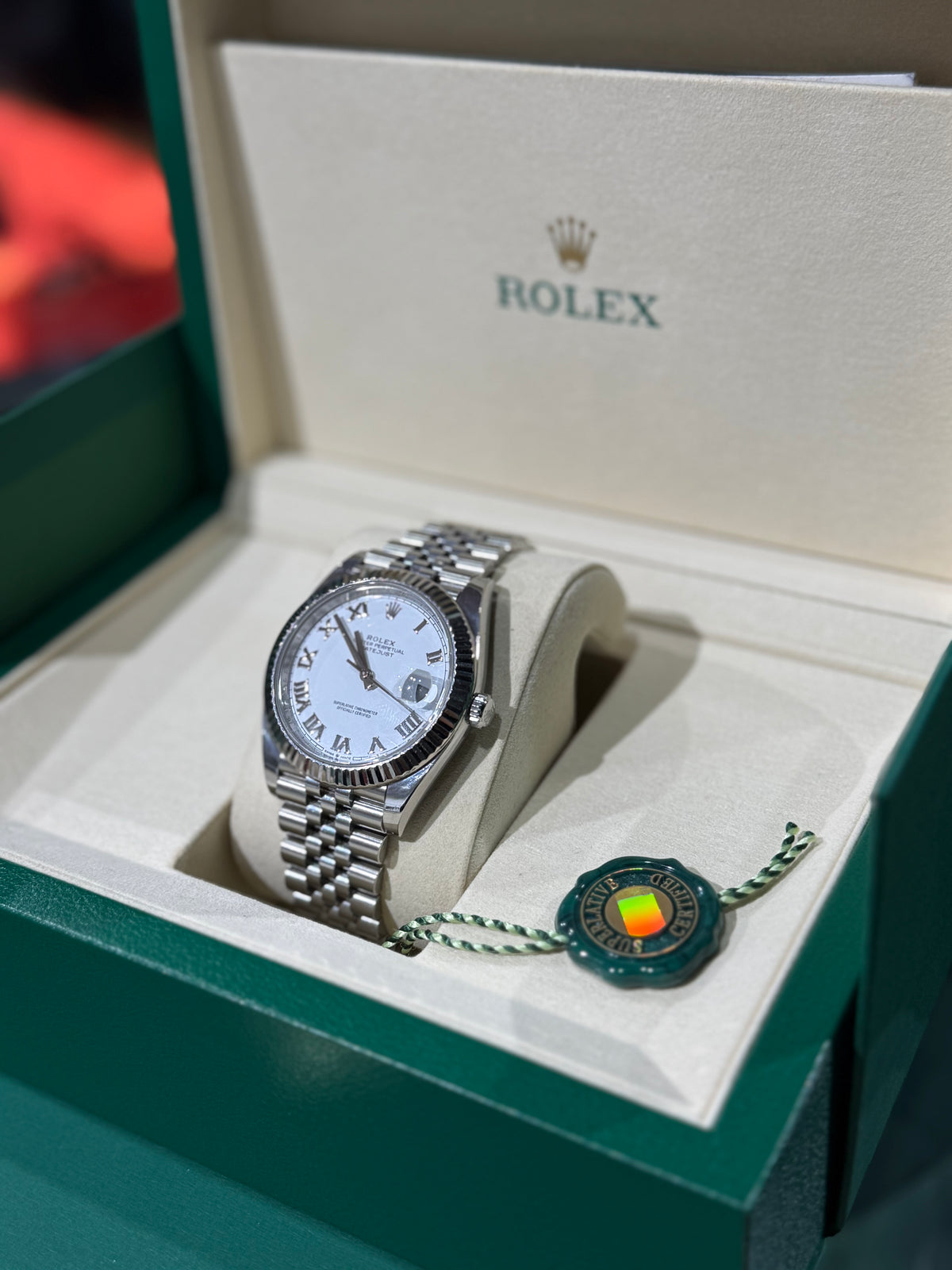 Rolex Datejust 41mm white Roman dial 2020 model includes box and papers - full set
