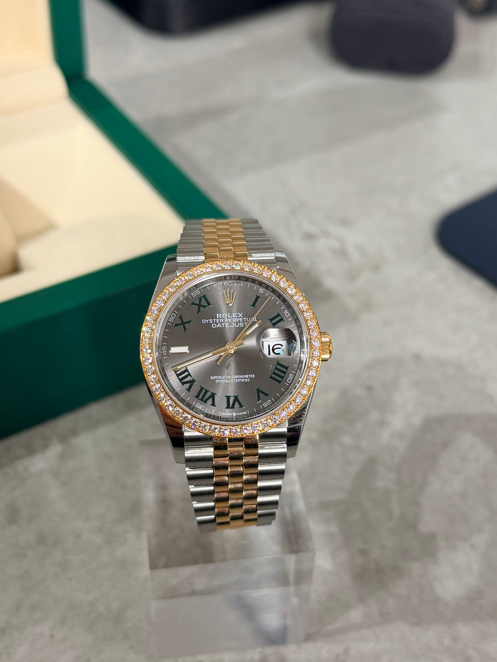 Rolex Datejust 36 “Wimbledon” — Factory Diamond Bezel