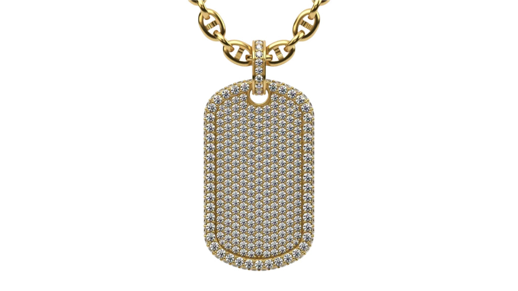 Medium Size Diamond Custom Dog Tag Pendant