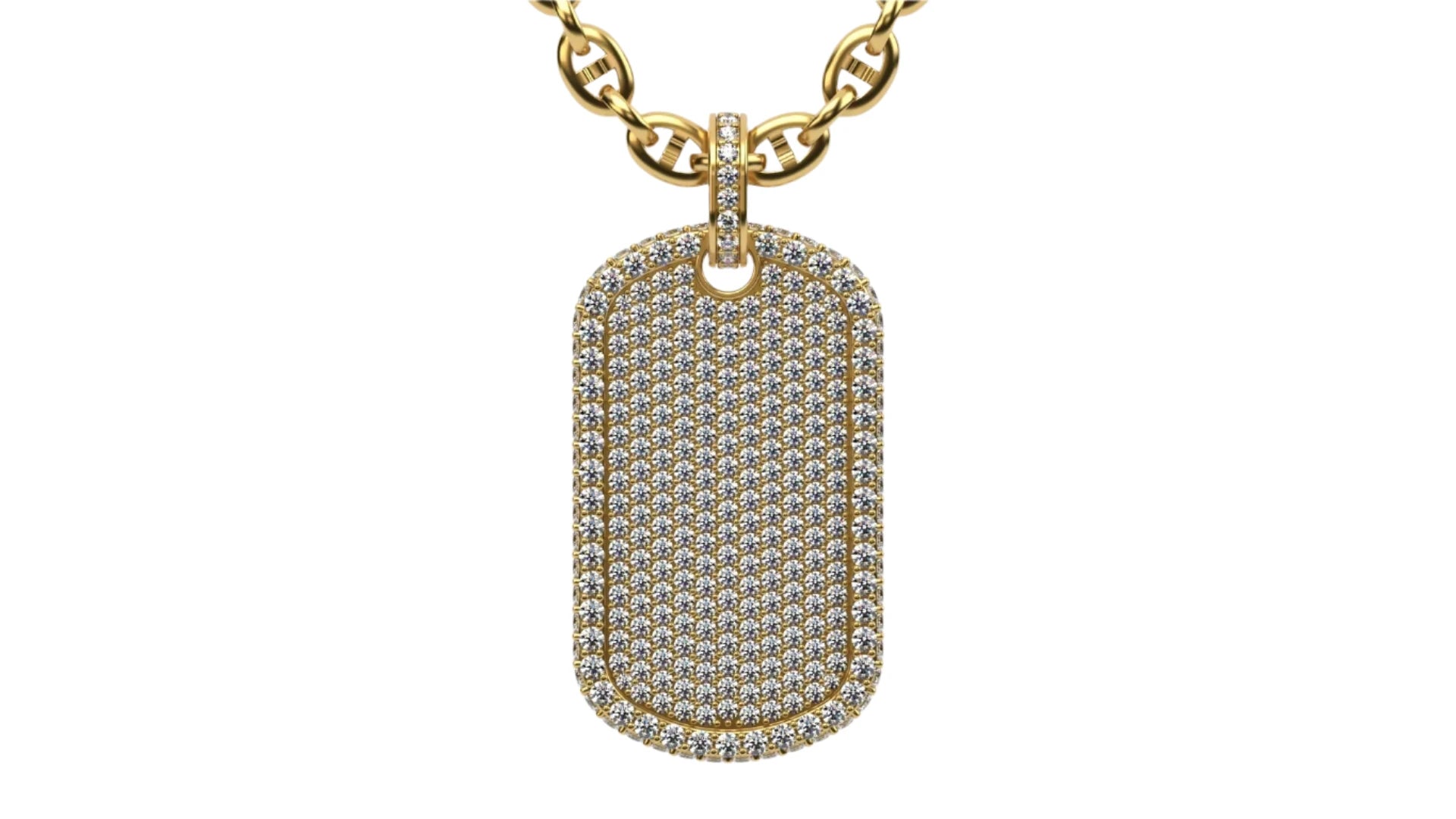Medium Size Diamond Custom Dog Tag Pendant