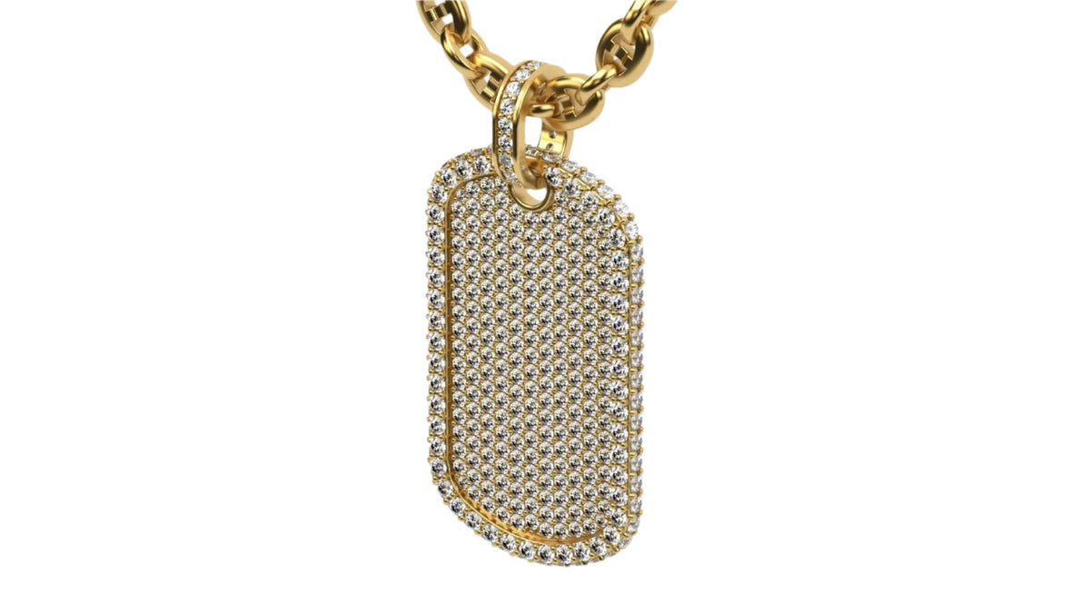 Medium Size Diamond Custom Dog Tag Pendant
