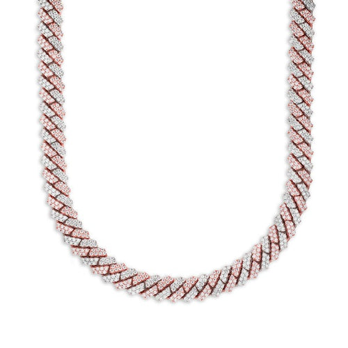 10KT Rose Gold Two Tone Miami Cuban Diamond Chain