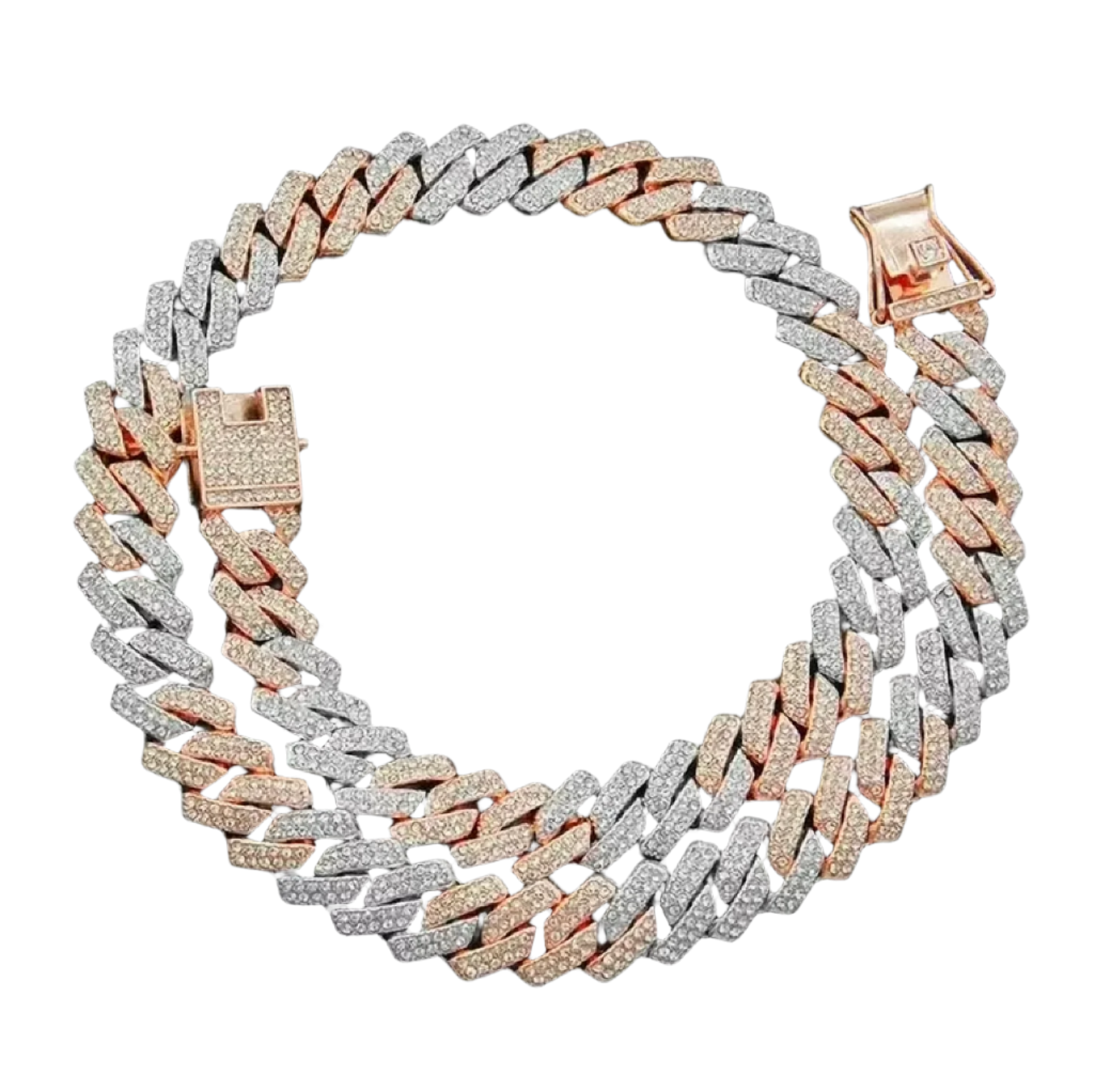 18mm Two - Tone 18Kt White & Rose Gold Miami Cuban Chain