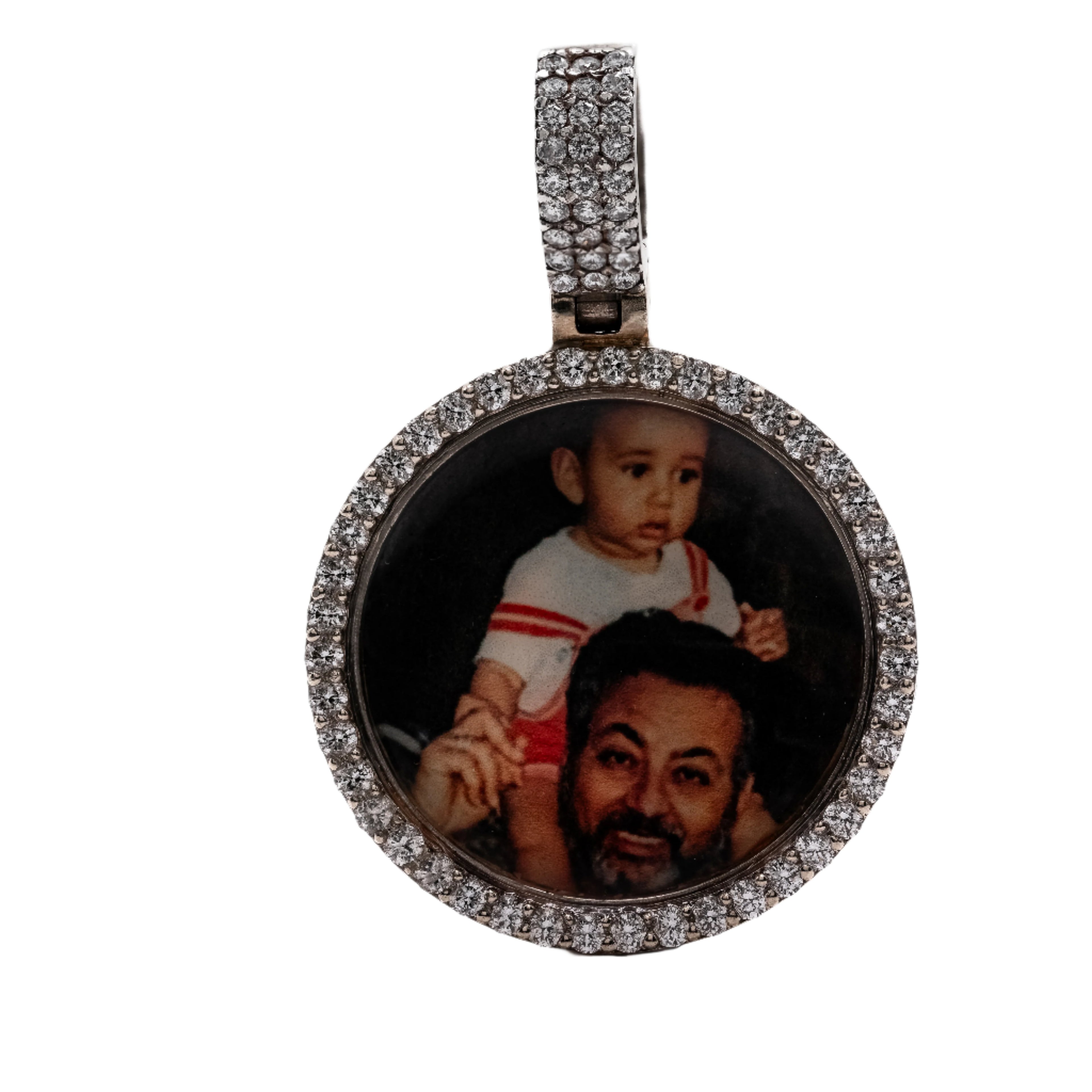 35MM Solid 18KT Gold W/ Diamond Memory Pendants