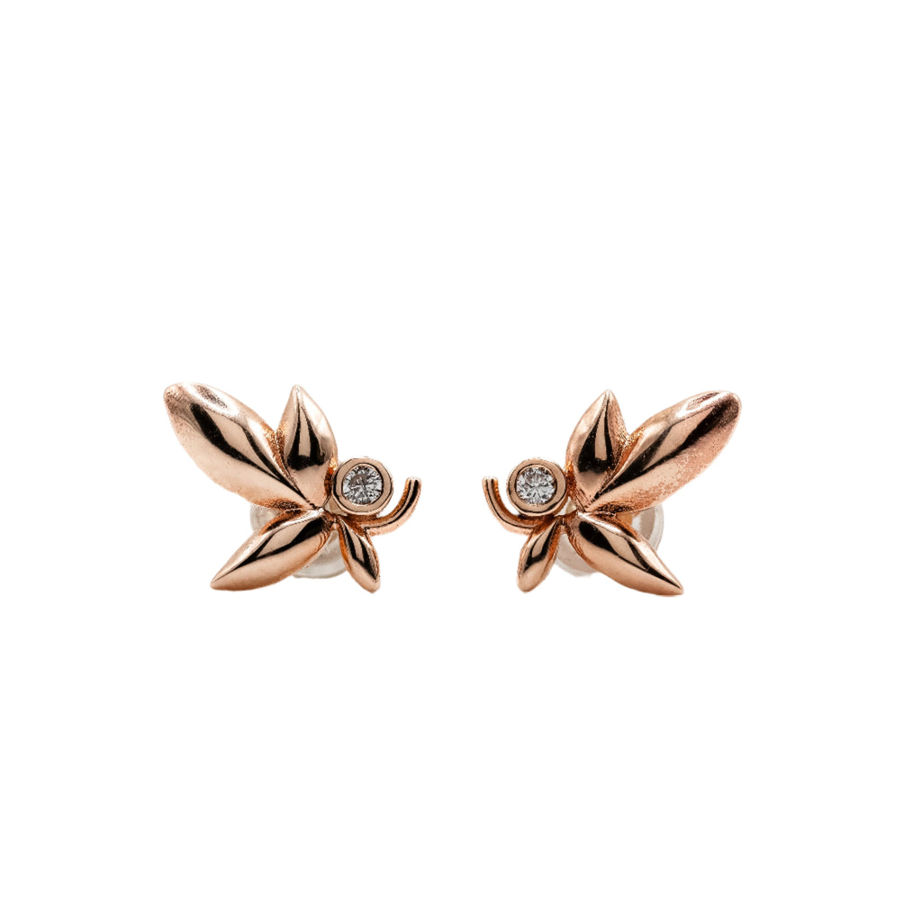 10KT Rose Gold Olive Inspired Earrings W/ Natural Diamond