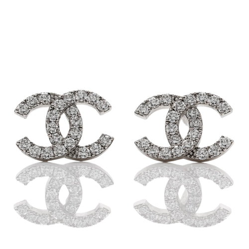 10KT White Gold CC Style Earrings