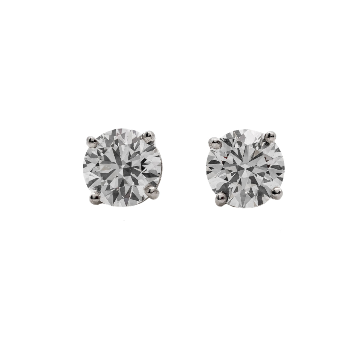 18KT White Gold 4.38CTW Round Stud Earrings