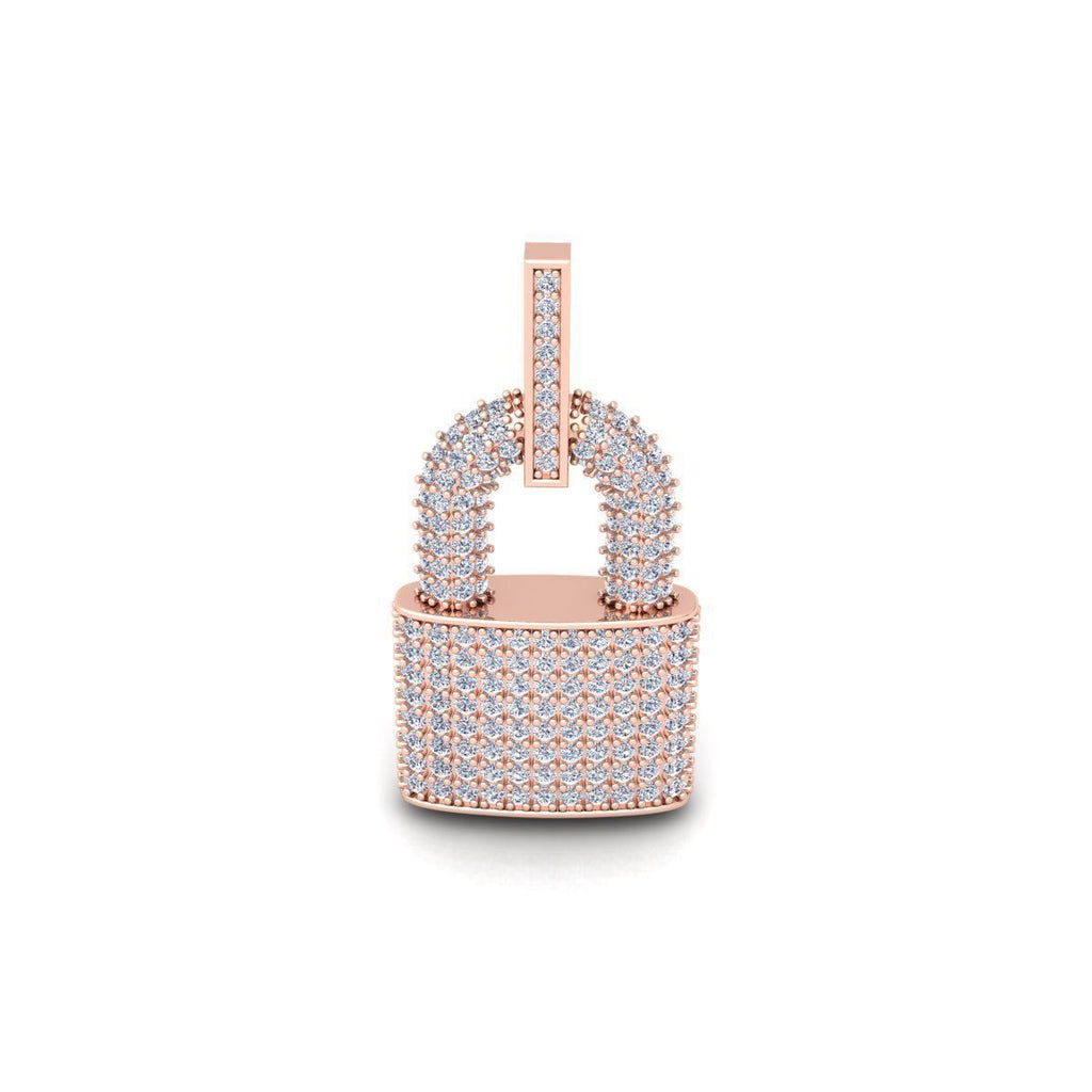 Solid Gold Diamond Padlock Pendant
